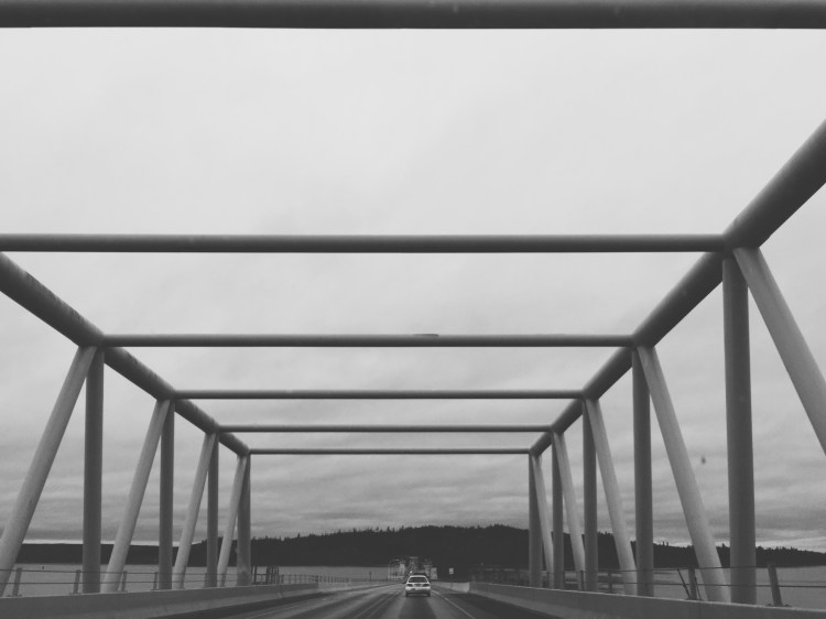 car driving on Hood canal bridge