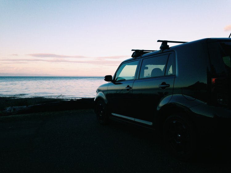 Pillar Point washington Scion xB at sunset