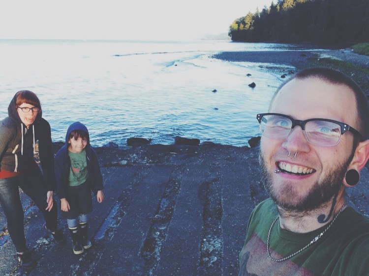Family selfie on boat ramp pillar point washington